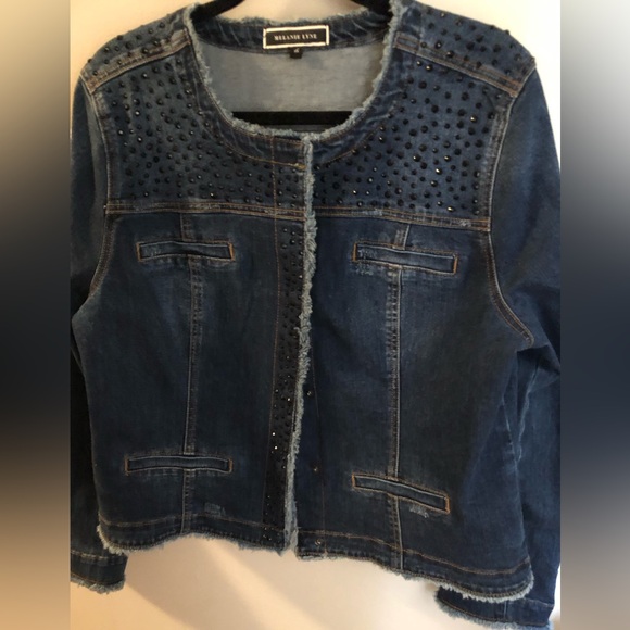 Ladies Melanie Lynn Embellished Denim Jacket in Size 16 - Picture 1 of 15